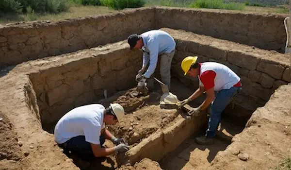 archaeologist working in a hole